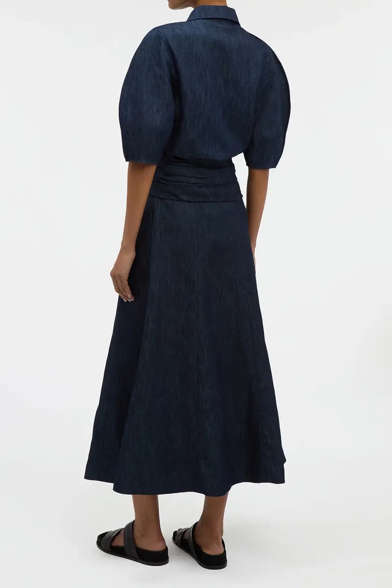 Gabriela Hearst Zivan Knotted Maxi Skirt in Recycled Cotton Denim | Thumbnail 4