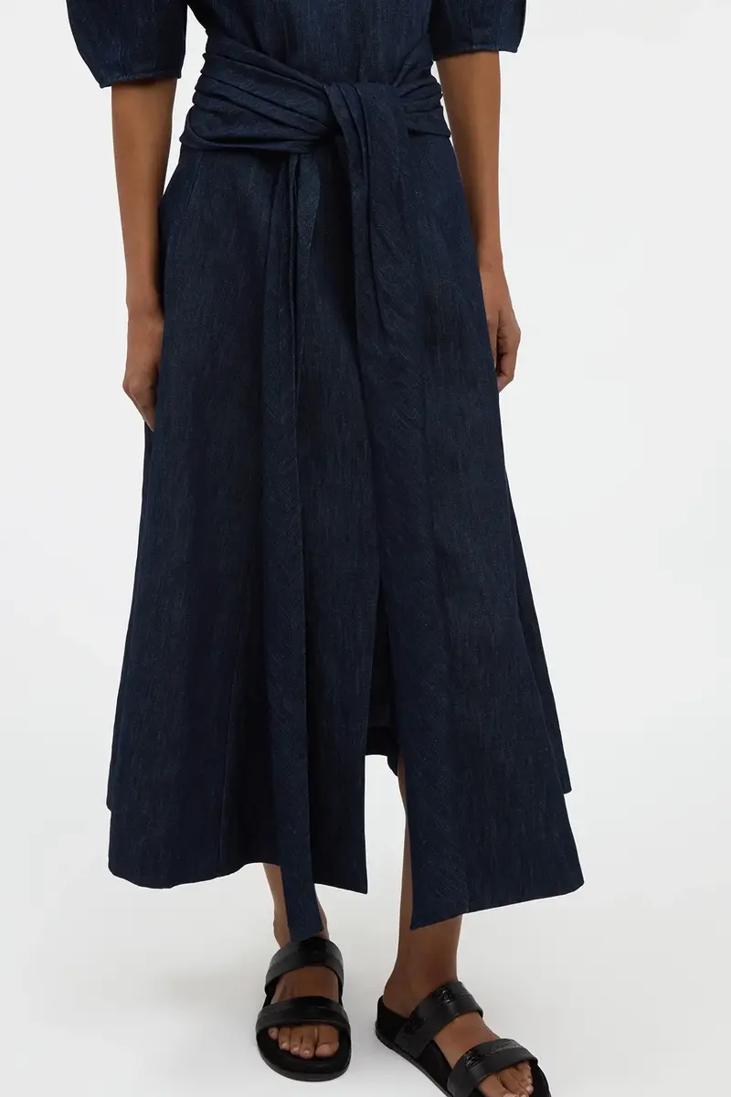 Gabriela Hearst Zivan Knotted Maxi Skirt in Recycled Cotton Denim | Thumbnail 5