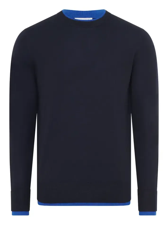 Gabriela Hearst Wells Reversible Knit Sweater in Navy & Cobalt Cashmere Silk