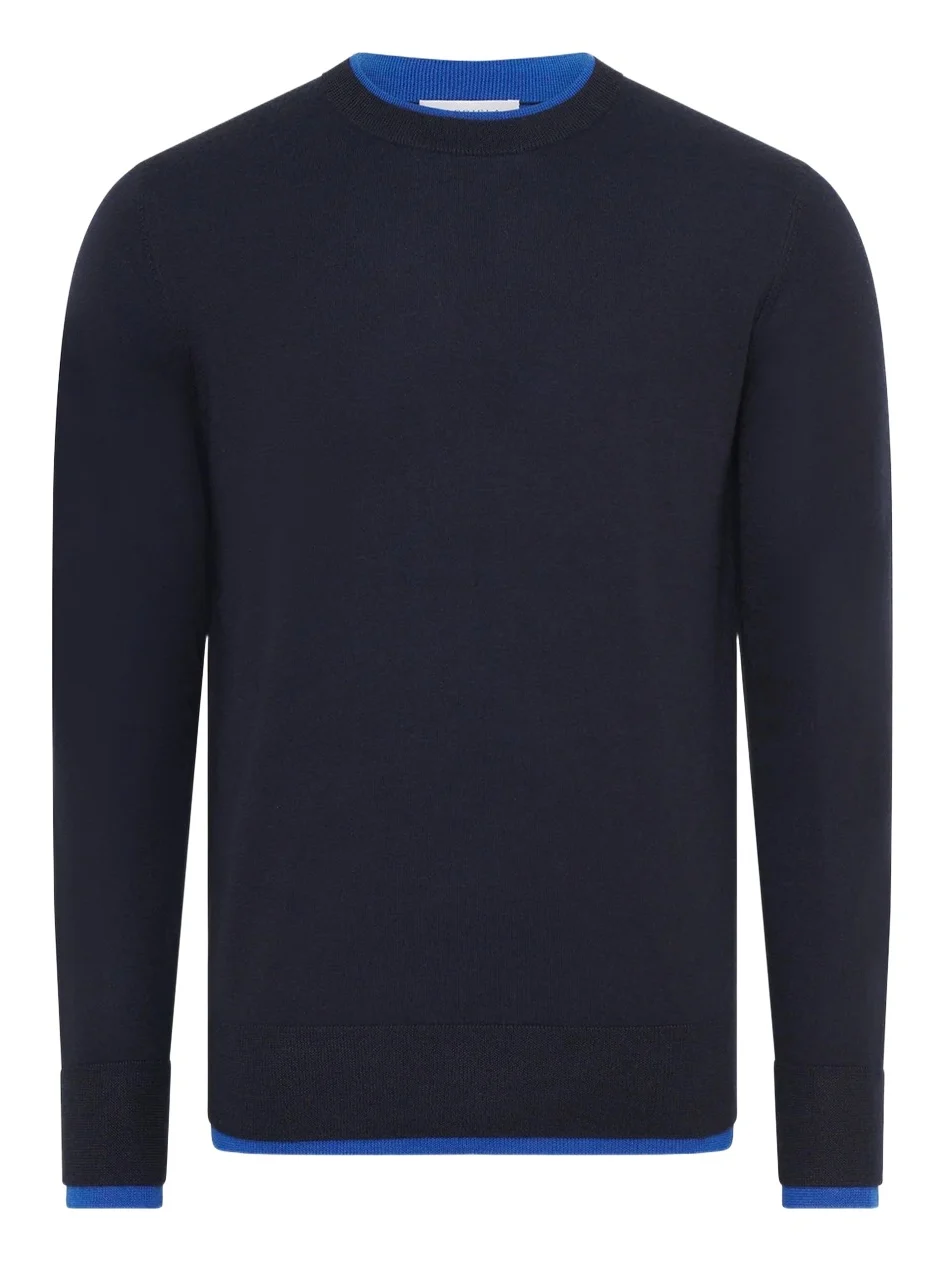 Wells Reversible Knit Sweater in Navy & Cobalt Cashmere Silk Wells Reversible Knit Sweater in Navy & Cobalt Cashmere Silk