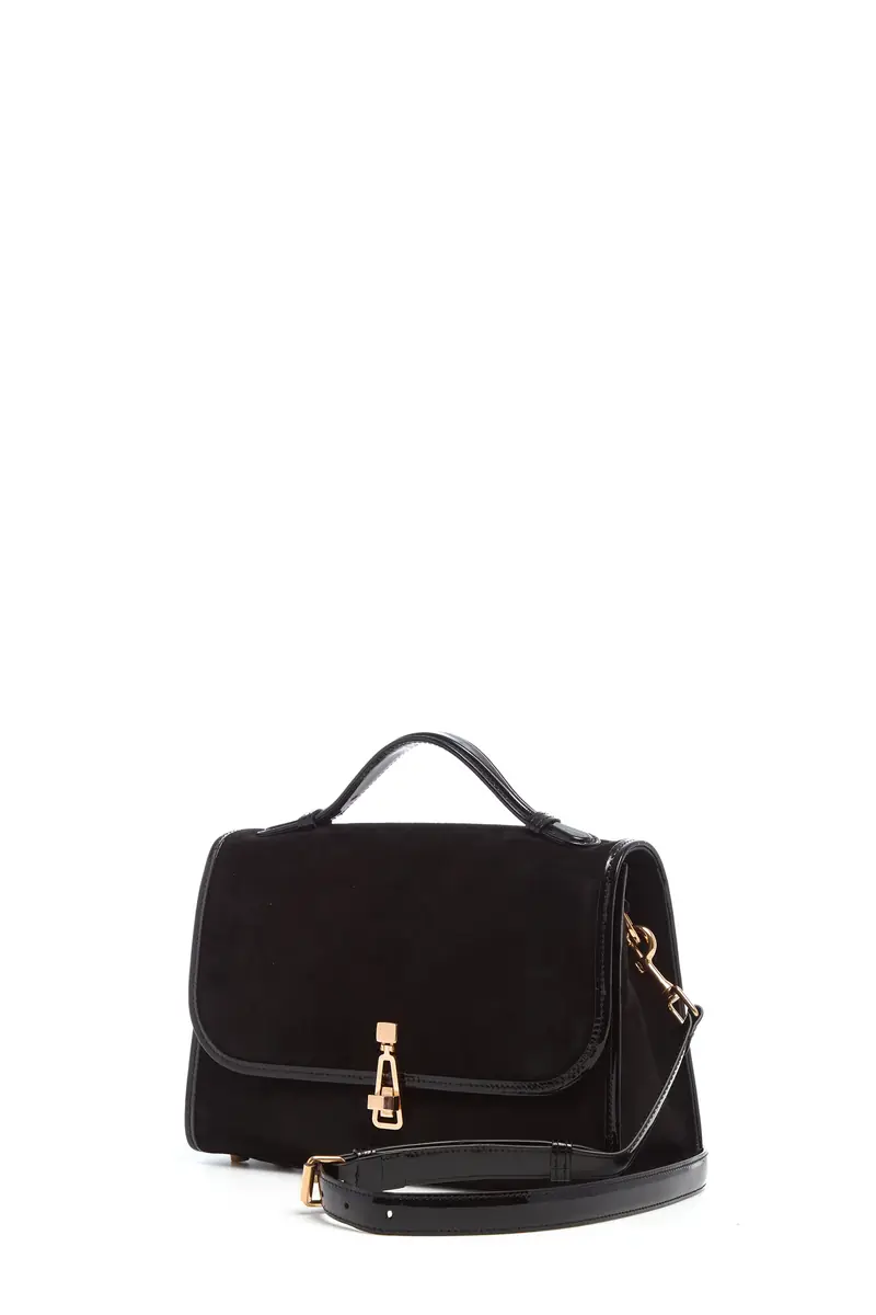 Gabriela Hearst Medium Leonora Flap Bag in Black Suede | Thumbnail 2 Gabriela Hearst Medium Leonora Flap Bag in Black Suede | Thumbnail 2