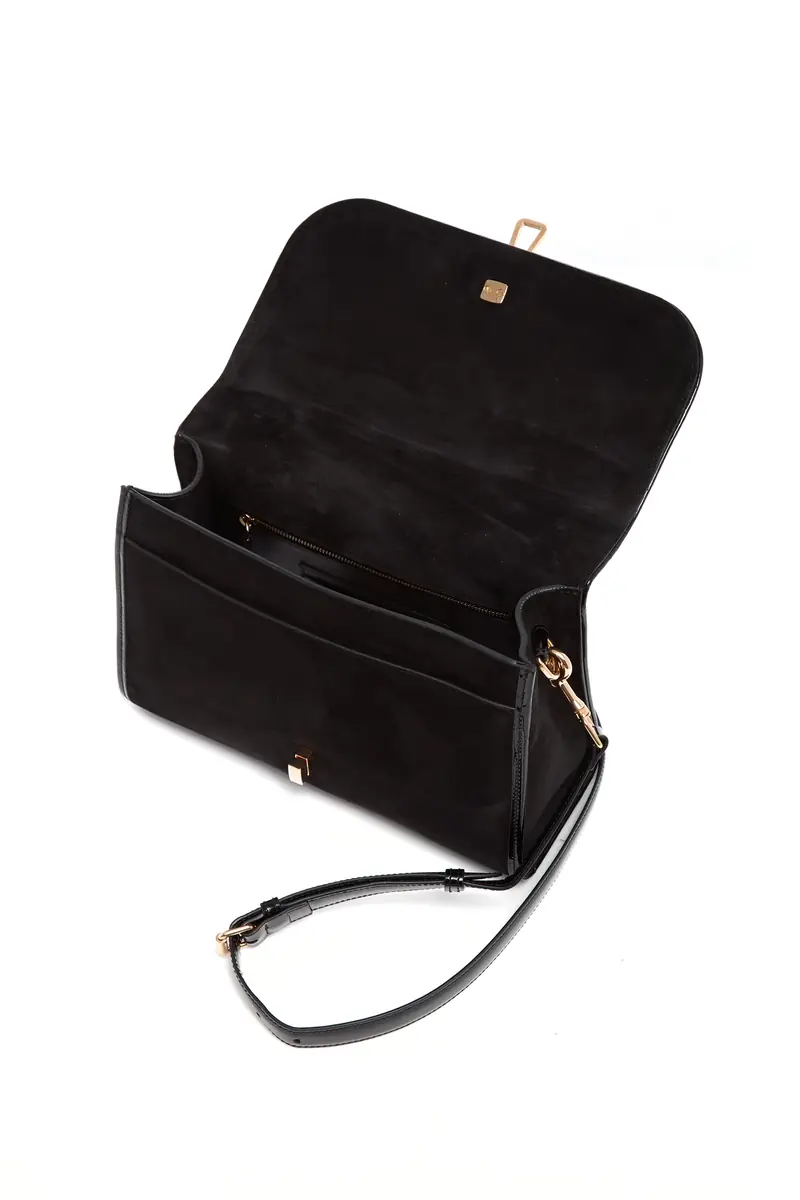 Gabriela Hearst Medium Leonora Flap Bag in Black Suede | Thumbnail 4 Gabriela Hearst Medium Leonora Flap Bag in Black Suede | Thumbnail 4