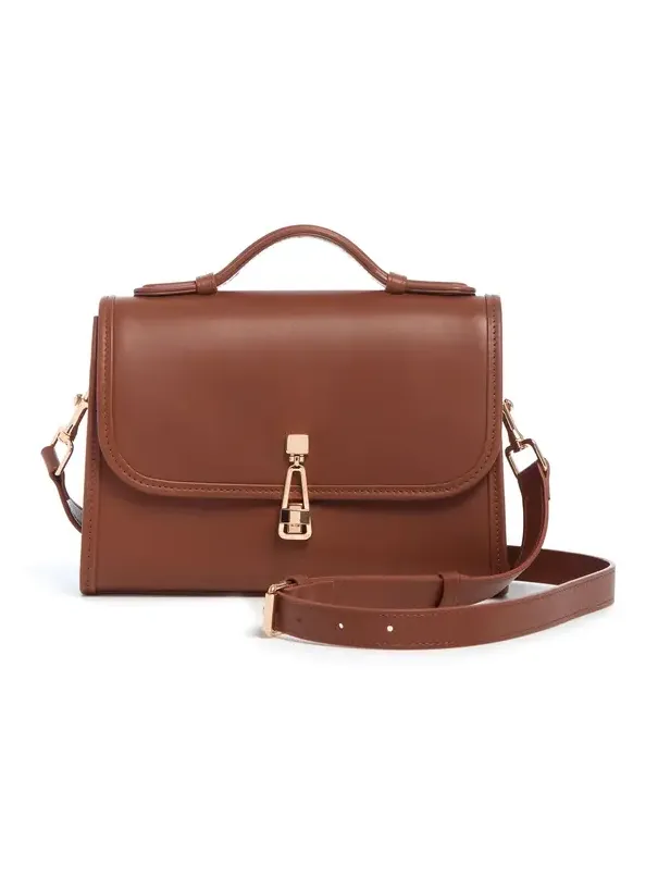 Small Leonora Flap Bag in Cognac Leather Small Leonora Flap Bag in Cognac Leather