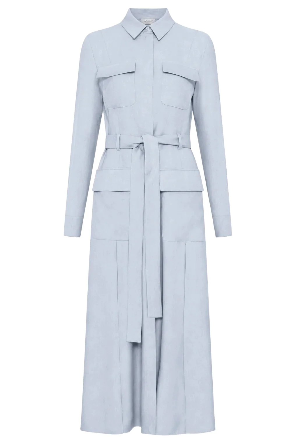 Gabriela Hearst Meyer Shirtdress in Powder Blue Wool Cashmere Flannel