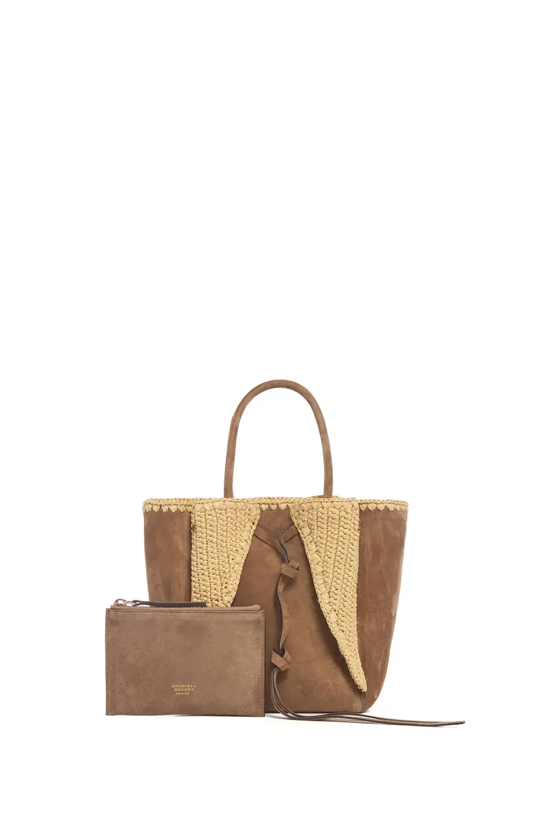 Gabriela Hearst Small Marija Tote Bag in Dark Sand Suede & Raffia | Thumbnail 3 Gabriela Hearst Small Marija Tote Bag in Dark Sand Suede & Raffia | Thumbnail 3