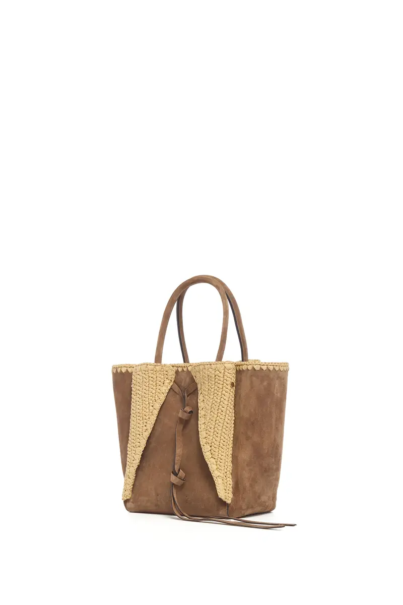 Gabriela Hearst Small Marija Tote Bag in Dark Sand Suede & Raffia | Thumbnail 4 Gabriela Hearst Small Marija Tote Bag in Dark Sand Suede & Raffia | Thumbnail 4