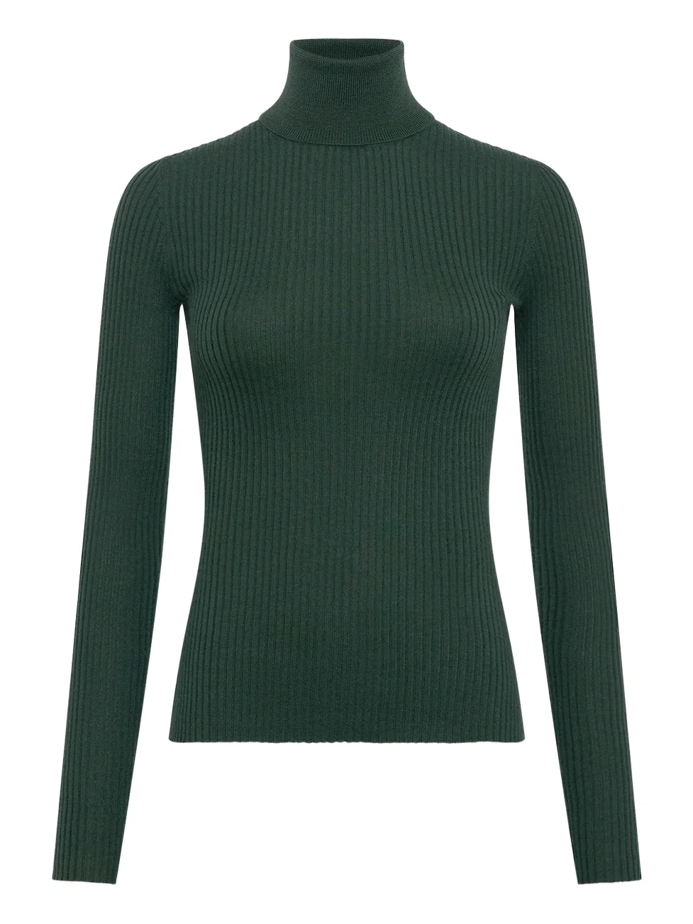 Peppe Knit Turtleneck in English Green Cashmere Silk