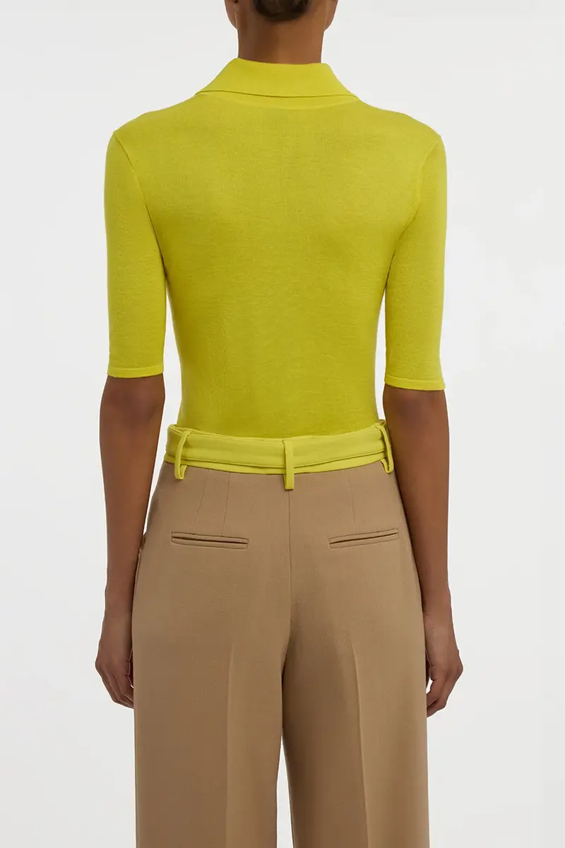 Gabriela Hearst Caius Knit Short Sleeve Polo in Citrine Cashmere Silk | Thumbnail 5 Gabriela Hearst Caius Knit Short Sleeve Polo in Citrine Cashmere Silk | Thumbnail 5