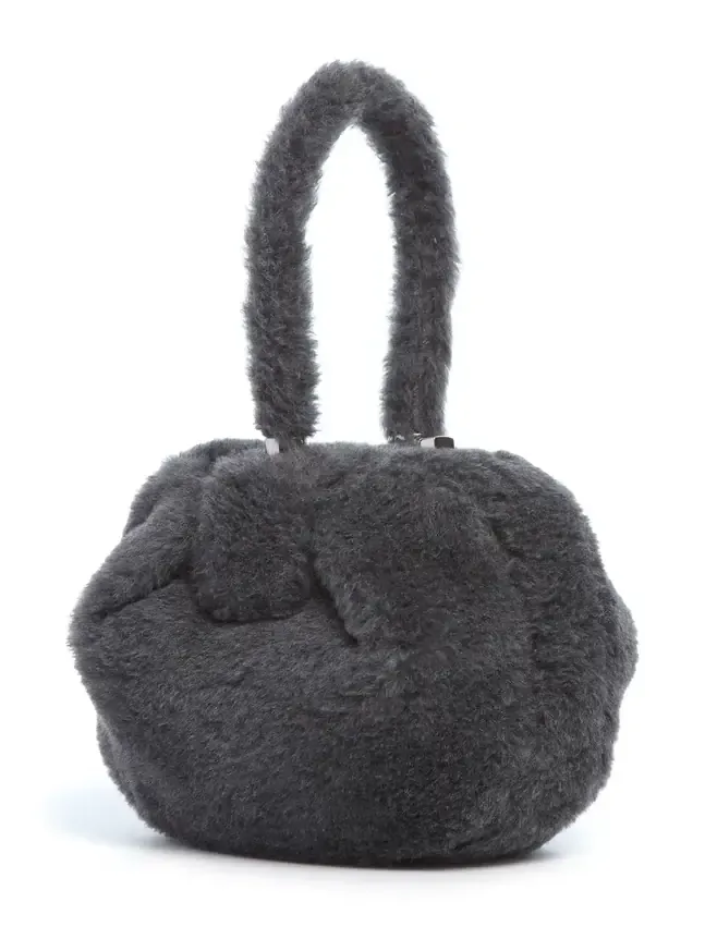 Gabriela Hearst Nina Bag in Dark Grey Virgin Wool Silk Cashmere Fur