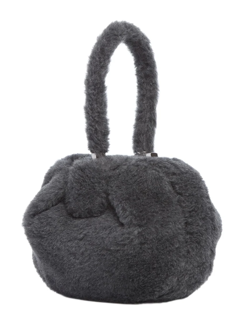 Nina Bag in Dark Grey Virgin Wool Silk Cashmere Fur Nina Bag in Dark Grey Virgin Wool Silk Cashmere Fur