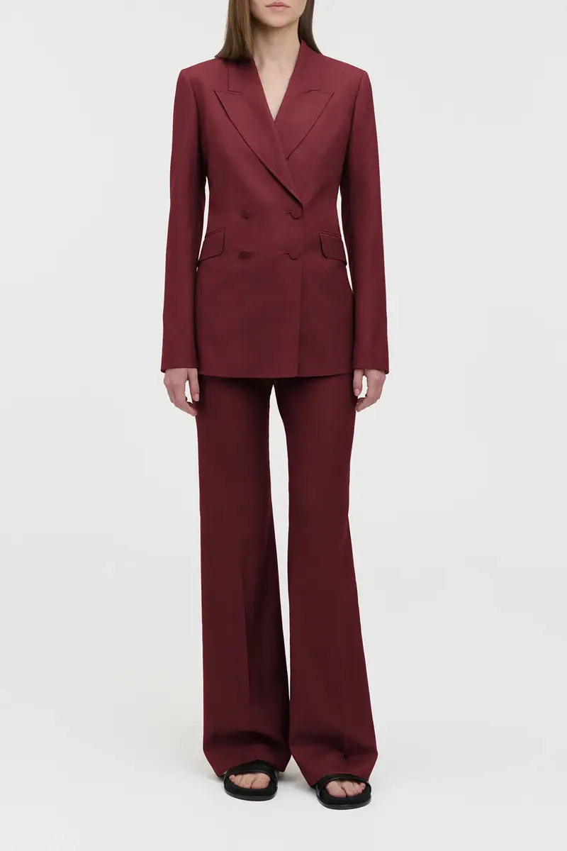 Gabriela Hearst Angela Blazer in Bordeaux Wool Silk | Thumbnail 3