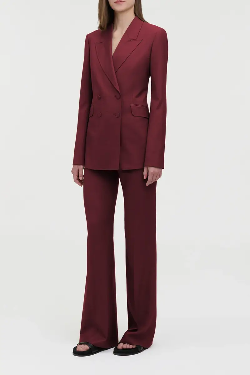 Gabriela Hearst Angela Blazer in Bordeaux Wool Silk | Thumbnail 4