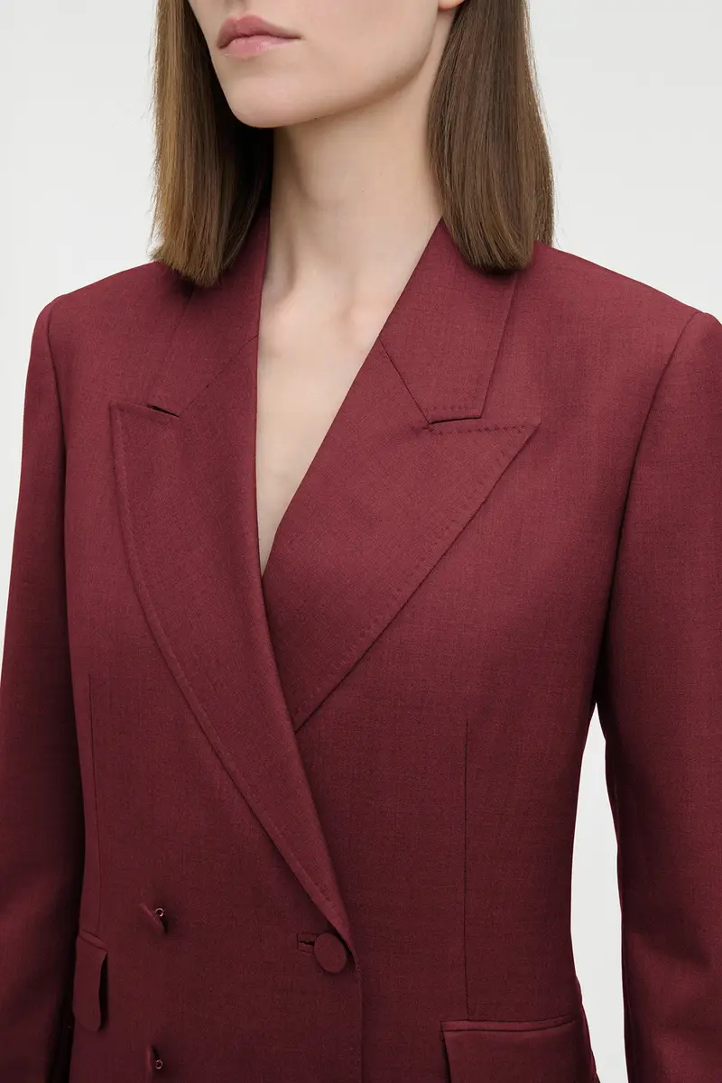 Gabriela Hearst Angela Blazer in Bordeaux Wool Silk | Thumbnail 6