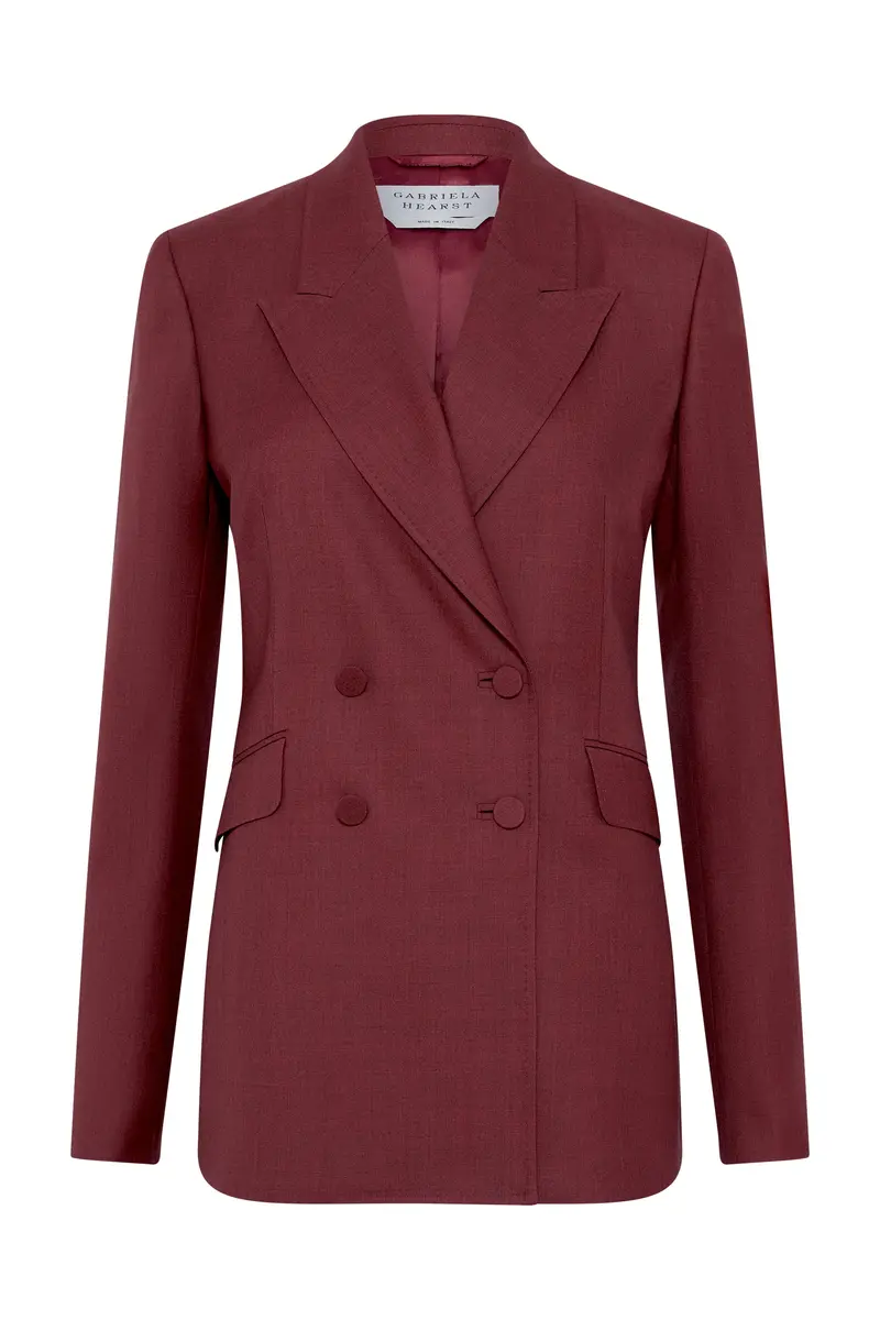 Gabriela Hearst Angela Blazer in Bordeaux Wool Silk | Image 1 Gabriela Hearst Angela Blazer in Bordeaux Wool Silk | Image 1