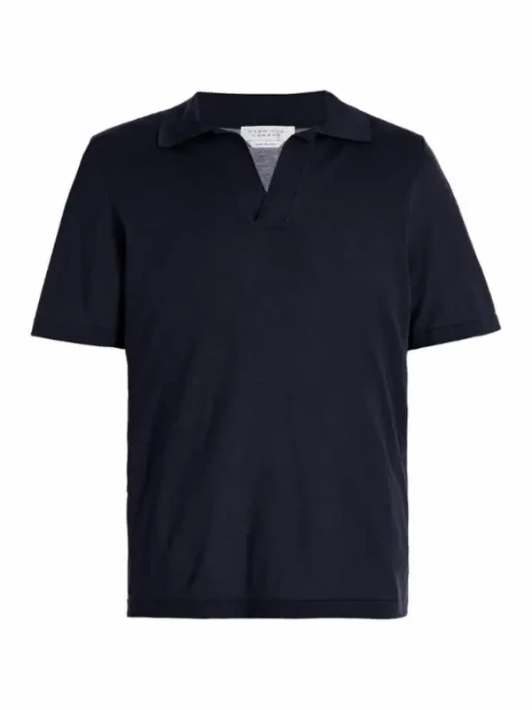 Gabriela Hearst Stendhal Knit Short Sleeve Polo in Navy Cashmere