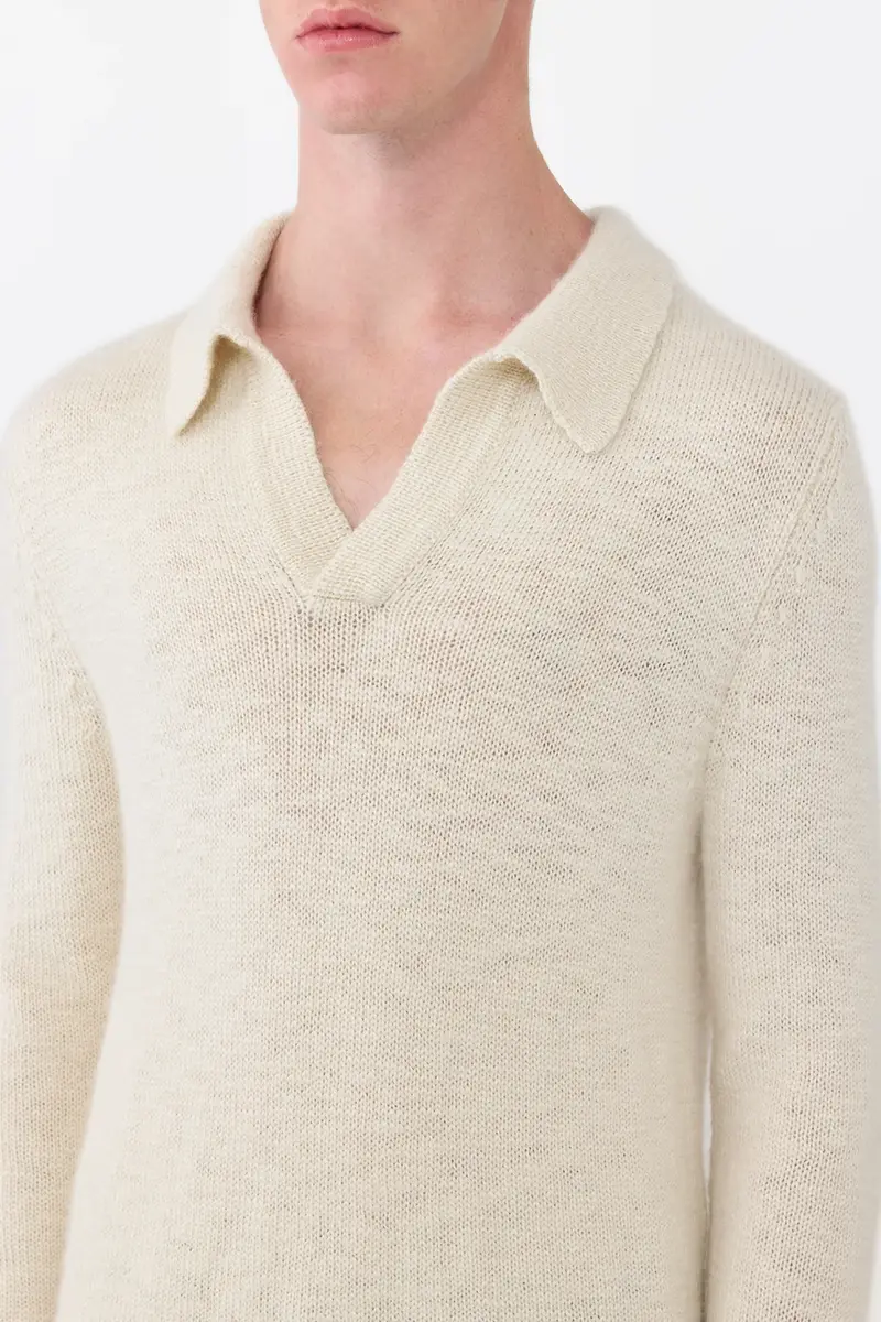 Gabriela Hearst Aled Knit Polo in Ivory Cashmere | Thumbnail 5 Gabriela Hearst Aled Knit Polo in Ivory Cashmere | Thumbnail 5