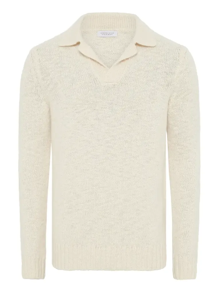 Gabriela Hearst Aled Knit Polo in Ivory Cashmere