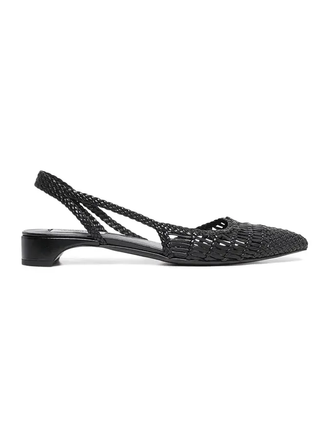 Perro Braided Slingback Pump in Black Leather Perro Braided Slingback Pump in Black Leather