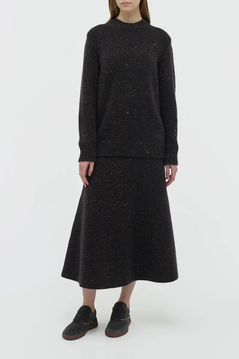Gabriela Hearst Alfie Knit Sweater in Charcoal Multi Speckled Aran Cashmere | Thumbnail 2 Gabriela Hearst Alfie Knit Sweater in Charcoal Multi Speckled Aran Cashmere | Thumbnail 2