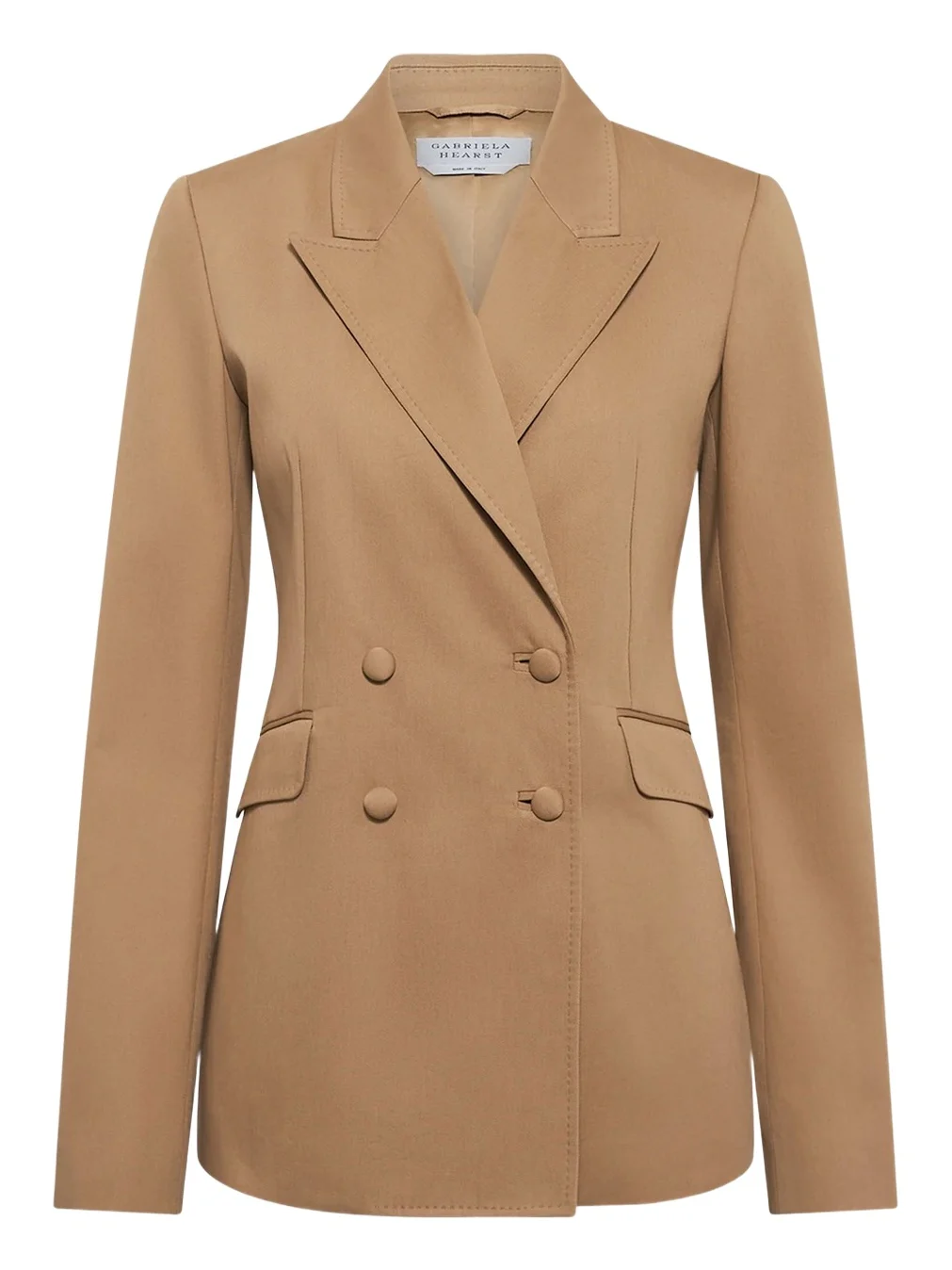 Angela Blazer in Camel Light Sea Island Cotton Twill
