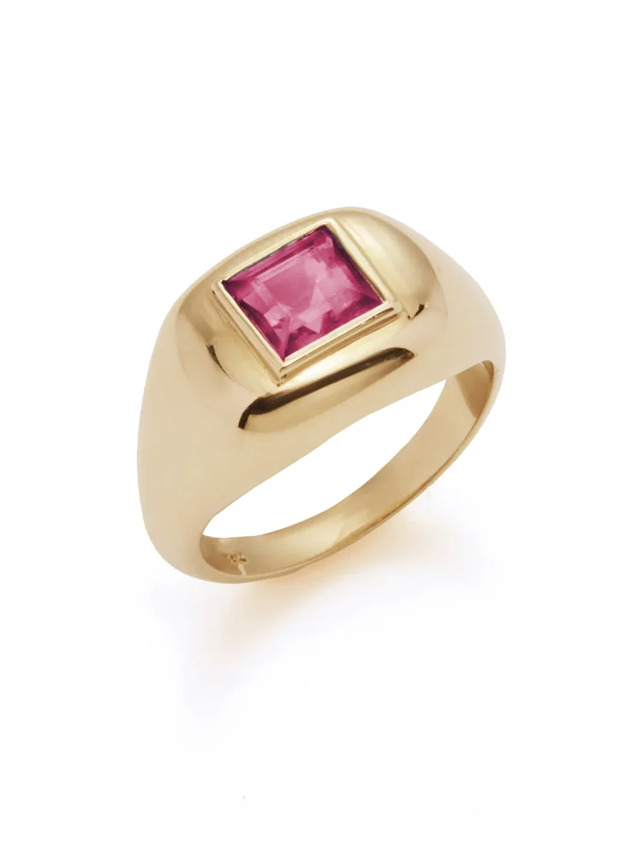 Medium Ring in 18K Yellow Gold & Tourmaline Stone