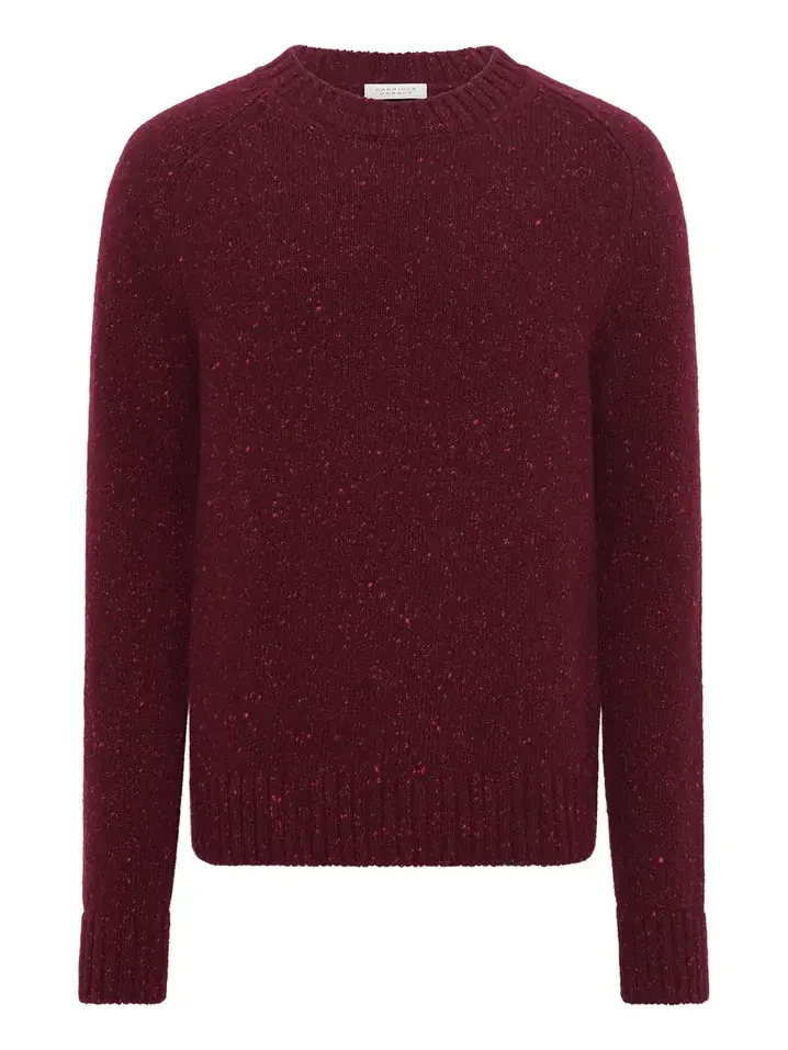 Gabriela Hearst Daniel Knit Sweater in Bordeaux Speckled Aran Cashmere