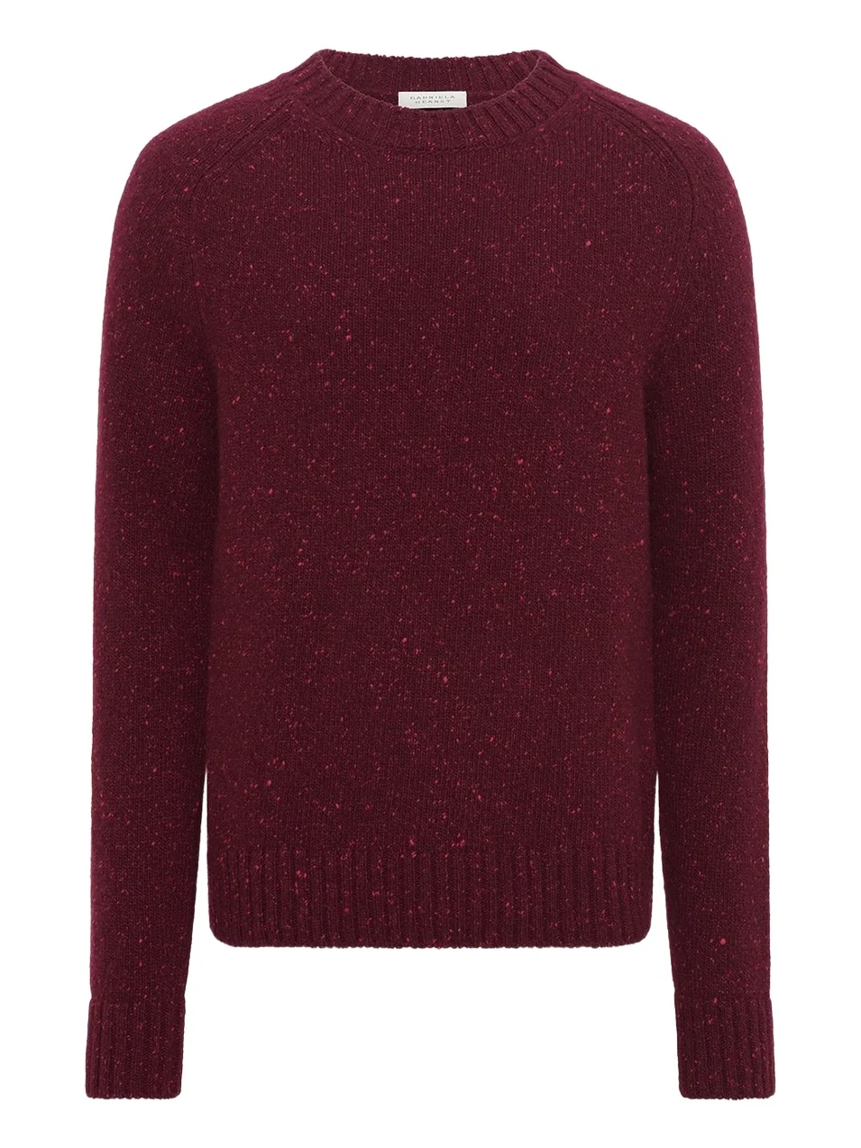 Gabriela Hearst Daniel Knit Sweater in Bordeaux Speckled Aran Cashmere