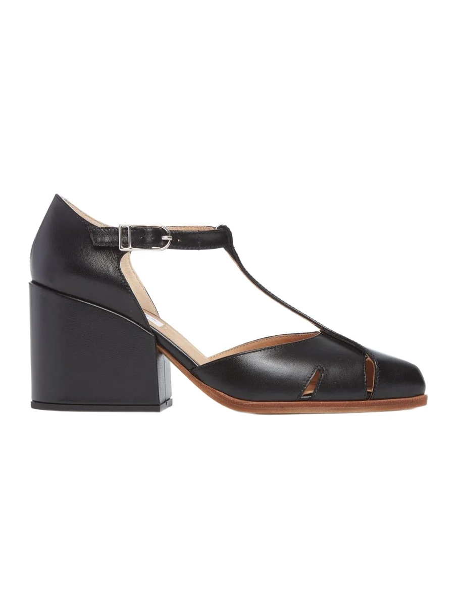 Gabriela Hearst Hawes T-Strap Block Heel Pump in Black Leather