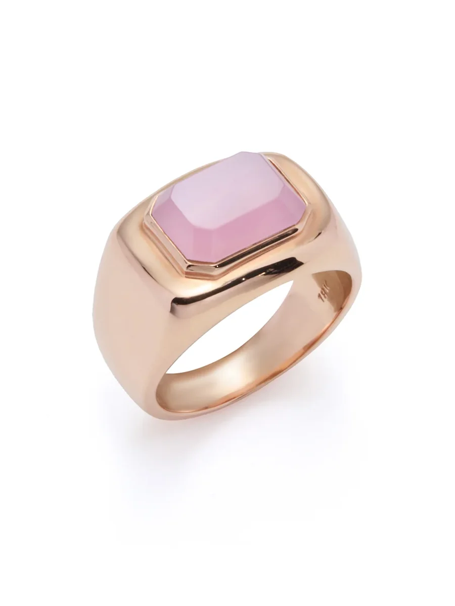 Gabriela Hearst Large Ring in 18K Rose Gold & Rose Quartz Stone