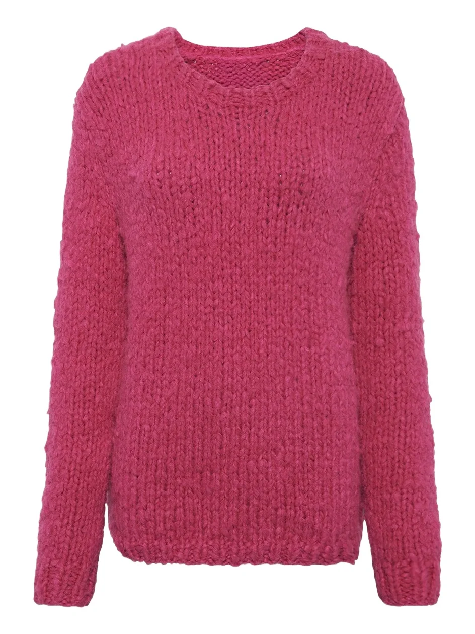 Gabriela Hearst Lawrence Knit Sweater in Fuchsia Welfat Cashmere