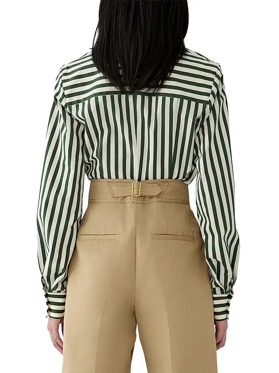 Carolina Herrera Women's Isabella Striped Cotton-Blend Shirt | Thumbnail 4