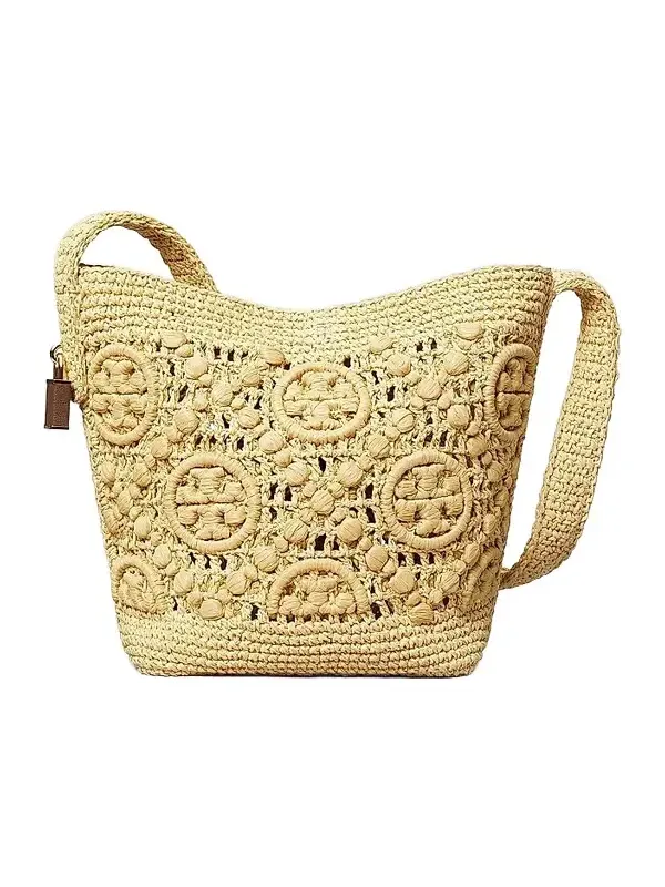 Women's Lock Medium Monogram Crochet Bucket Bag Women's Lock Medium Monogram Crochet Bucket Bag