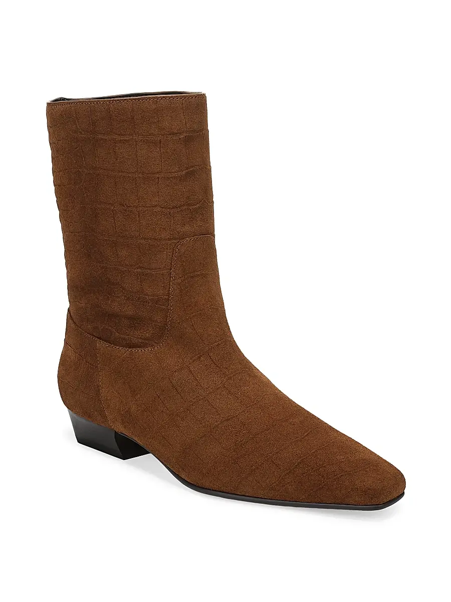 Favorite Daughter Women's Addison Snake-Embossed Suede Ankle Boots | Thumbnail 2