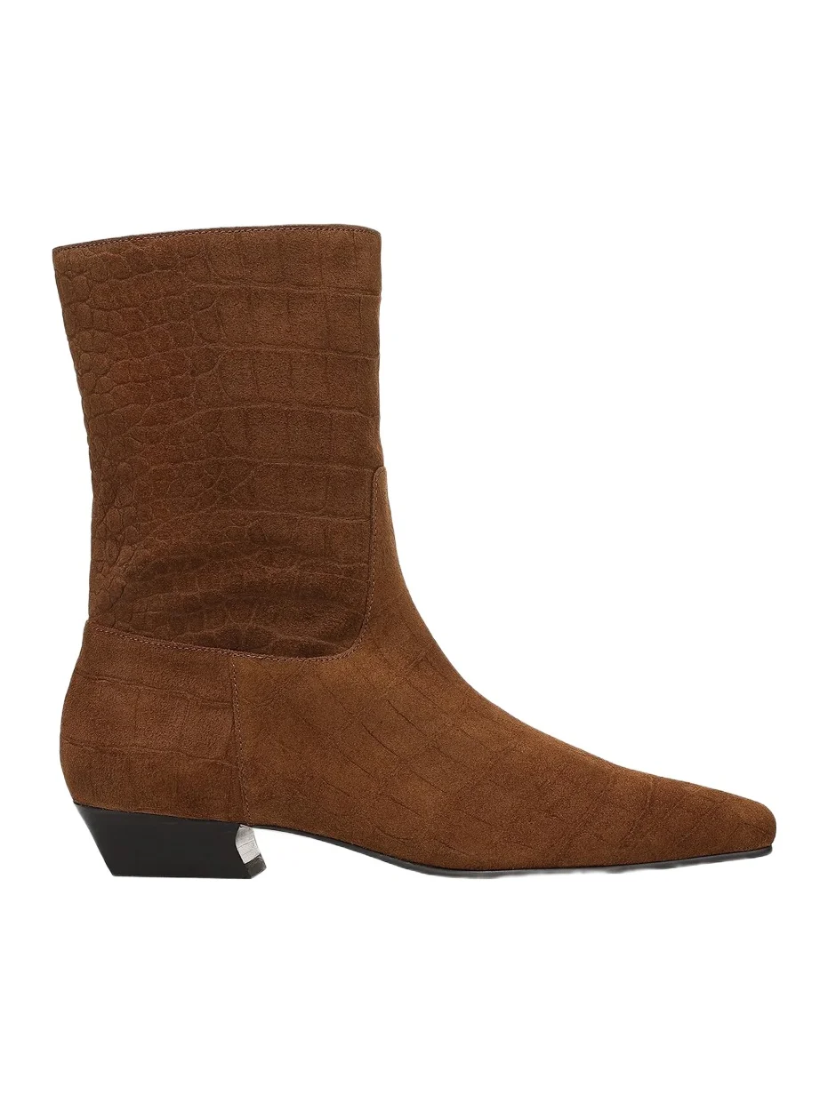 Women's Addison Snake-Embossed Suede Ankle Boots Women's Addison Snake-Embossed Suede Ankle Boots