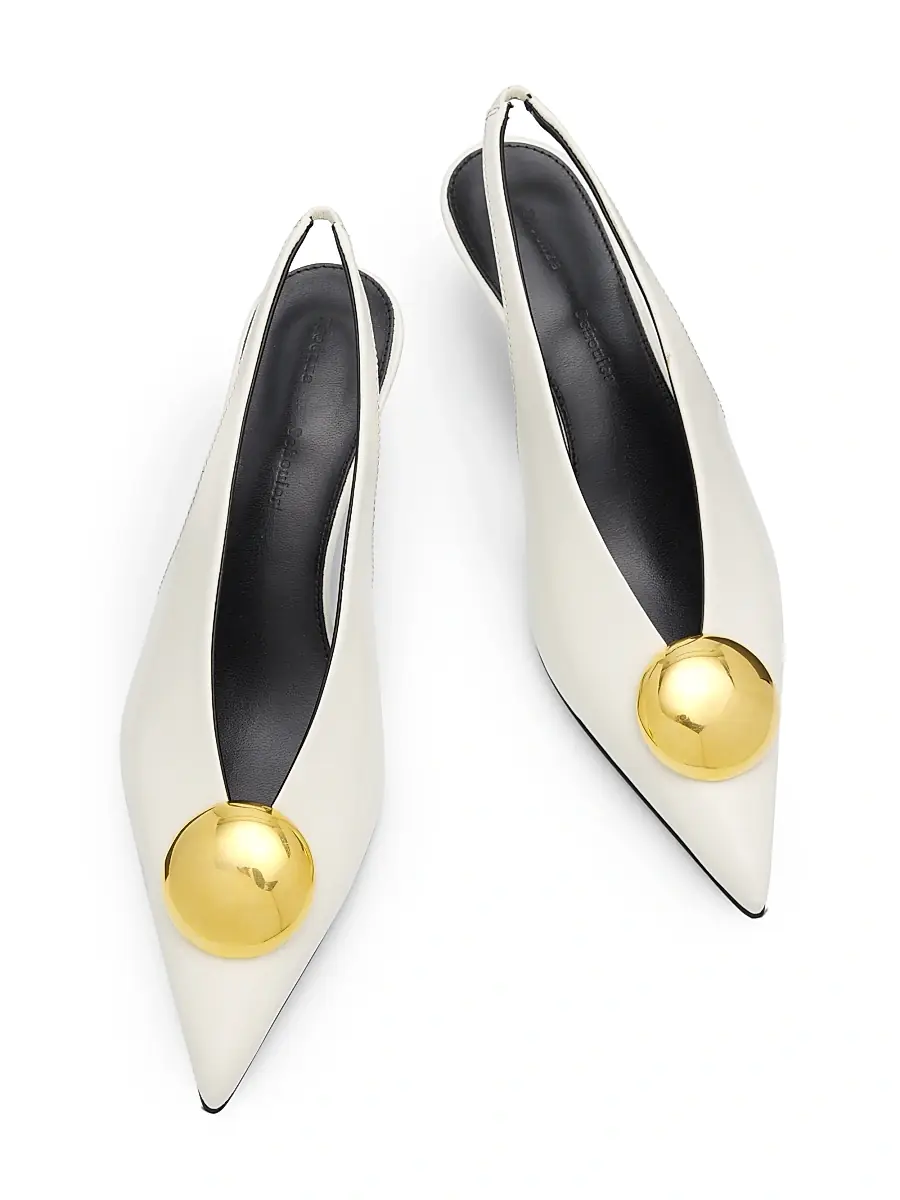 Proenza Schouler Women's Dome Slash 40MM Leather Slingback Pumps | Thumbnail 4 Proenza Schouler Women's Dome Slash 40MM Leather Slingback Pumps | Thumbnail 4