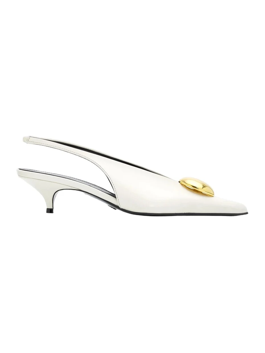 Women's Dome Slash 40MM Leather Slingback Pumps