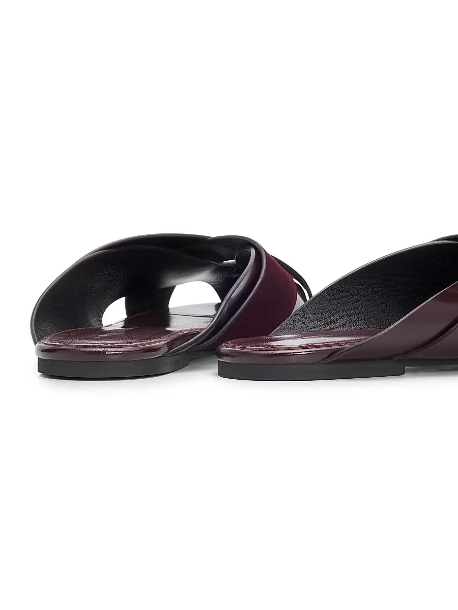 Proenza Schouler Women's Slant Cross Leather & Suede Slides - Oxblood | Thumbnail 3 Proenza Schouler Women's Slant Cross Leather & Suede Slides - Oxblood | Thumbnail 3