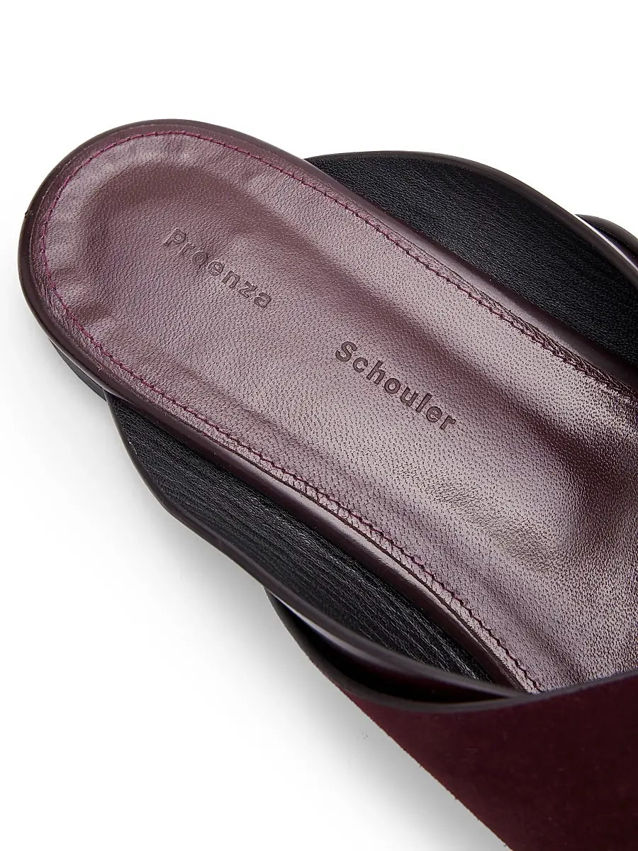 Proenza Schouler Women's Slant Cross Leather & Suede Slides - Oxblood | Thumbnail 5 Proenza Schouler Women's Slant Cross Leather & Suede Slides - Oxblood | Thumbnail 5