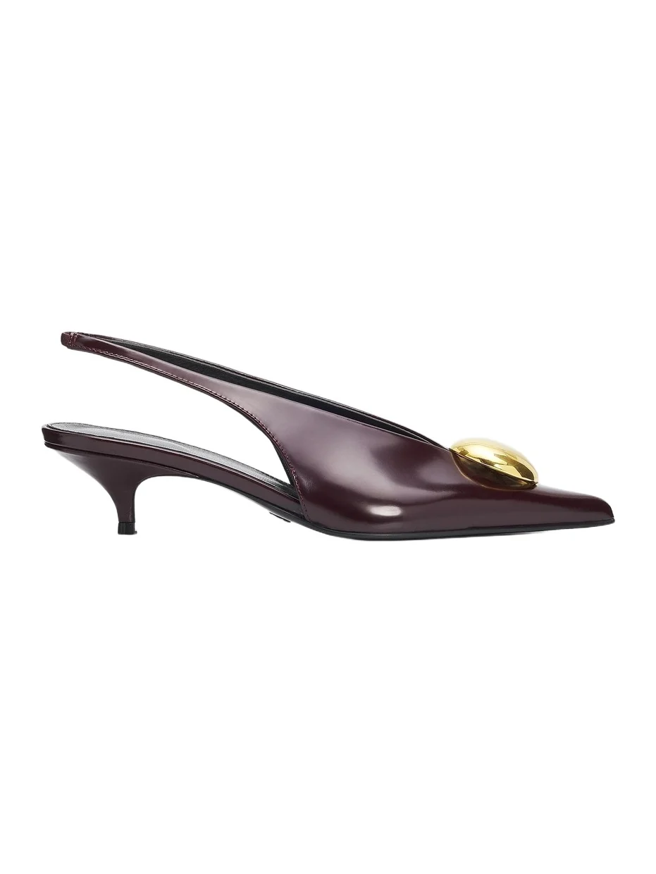 Women's Dome Slash 40MM Leather Slingback Pumps