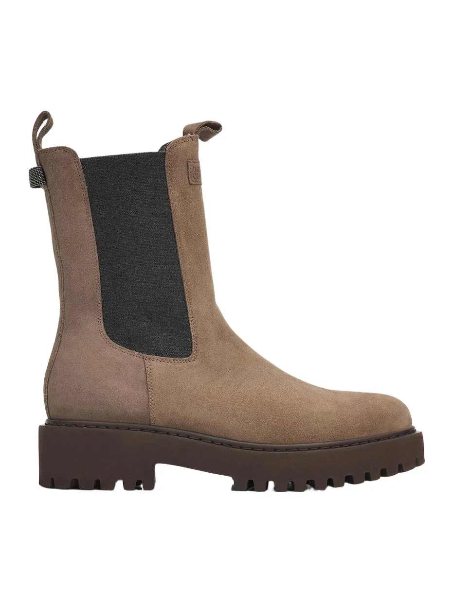 Brunello Cucinelli Women's Monili Pull-Tab Suede Chelsea Boots