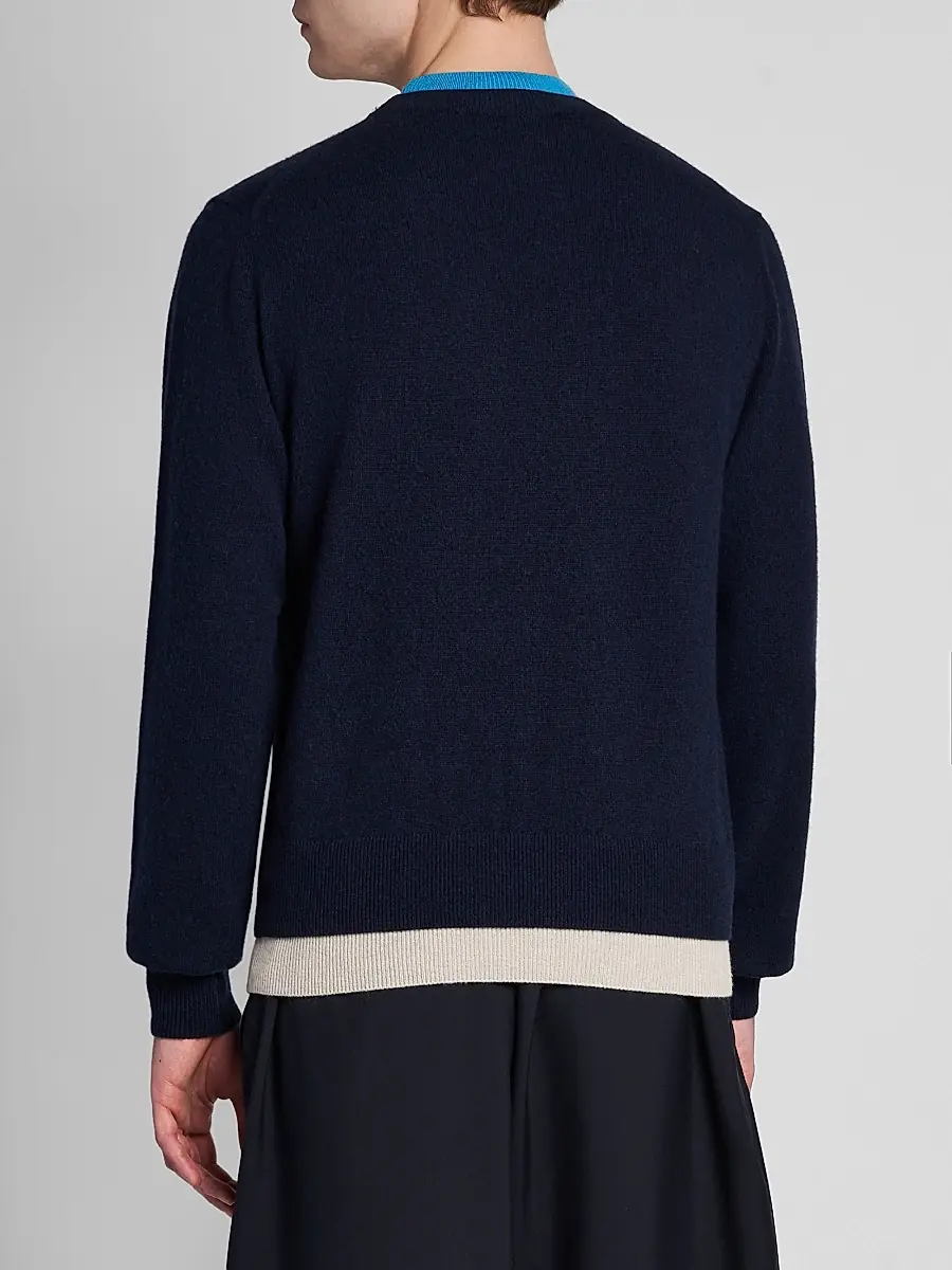 Marni Men's Contrast Trim Cashmere Crewneck Sweater | Thumbnail 3 Marni Men's Contrast Trim Cashmere Crewneck Sweater | Thumbnail 3