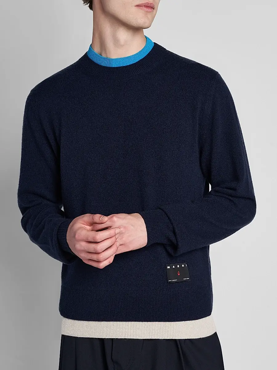 Marni Men's Contrast Trim Cashmere Crewneck Sweater | Thumbnail 5 Marni Men's Contrast Trim Cashmere Crewneck Sweater | Thumbnail 5