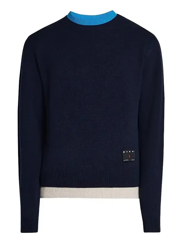 Marni Men's Contrast Trim Cashmere Crewneck Sweater
