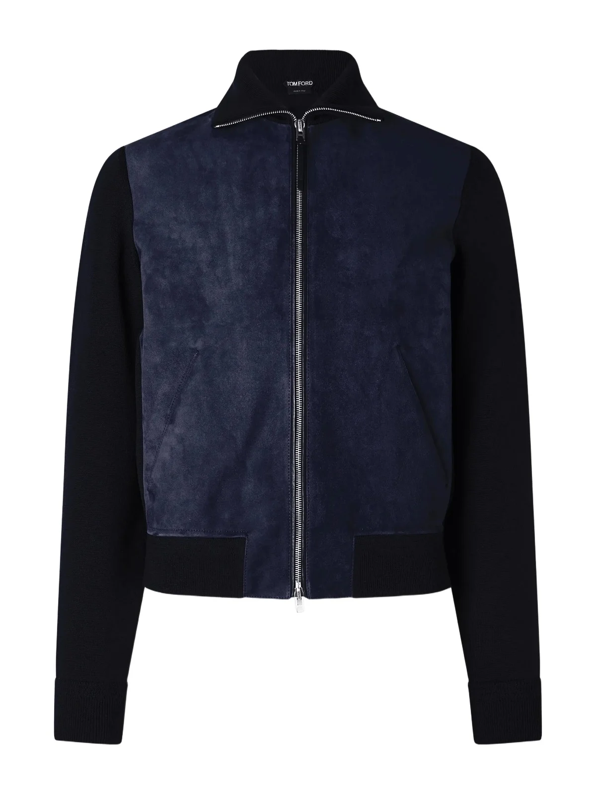 Slim-Fit Merino Wool-Blend and Suede Bomber Jacket - Men Slim-Fit Merino Wool-Blend and Suede Bomber Jacket - Men