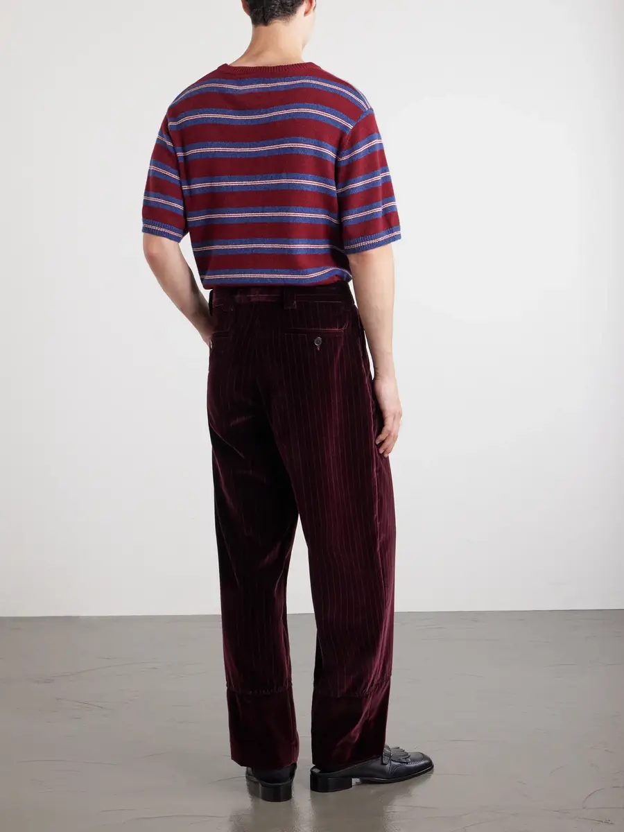 Enfants Riches Déprimés Tapered Pleated Striped Cotton-Velvet Trousers - Men | Thumbnail 4 Enfants Riches Déprimés Tapered Pleated Striped Cotton-Velvet Trousers - Men | Thumbnail 4