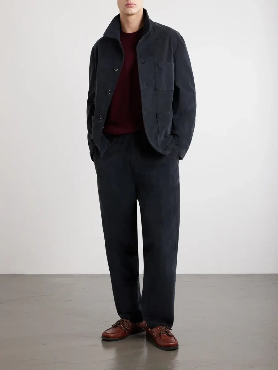 Barena Straight-Leg Garment-Dyed Stretch Cotton-Moleskin Trousers - Men | Thumbnail 2 Barena Straight-Leg Garment-Dyed Stretch Cotton-Moleskin Trousers - Men | Thumbnail 2