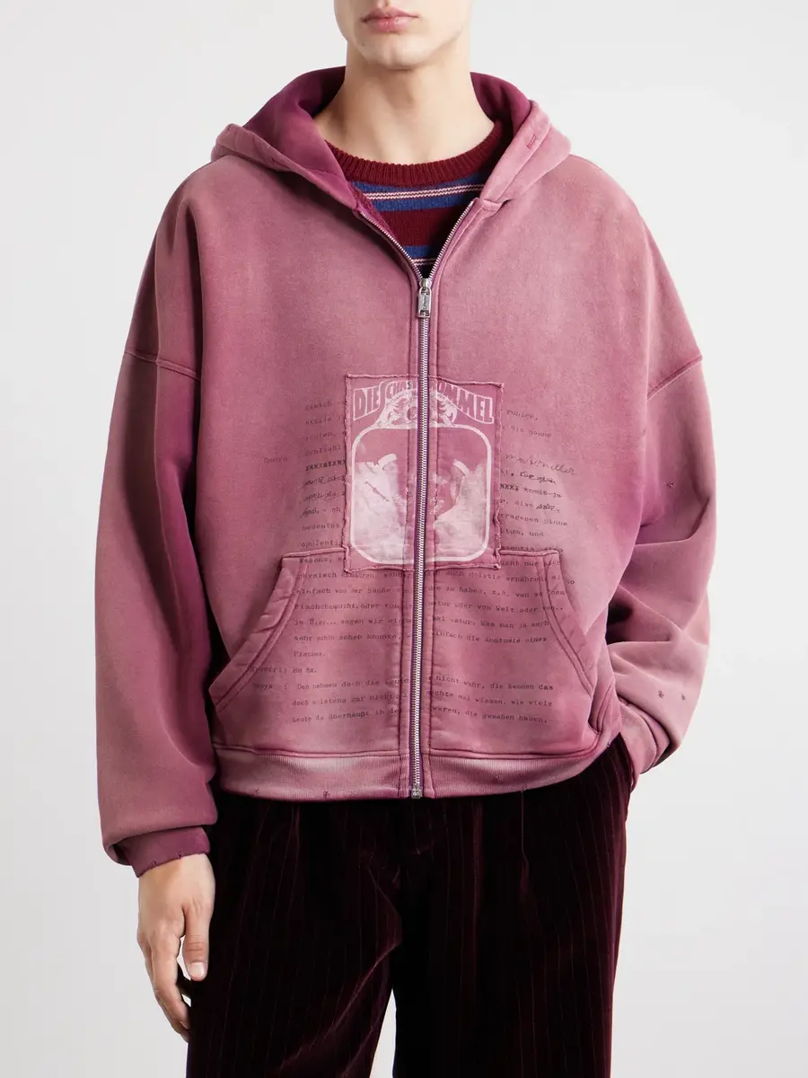 Enfants Riches Déprimés Rock / Paper / Scissors II Distressed Printed Cotton-Jersey Zip-Up Hoodie - Men | Thumbnail 3 Enfants Riches Déprimés Rock / Paper / Scissors II Distressed Printed Cotton-Jersey Zip-Up Hoodie - Men | Thumbnail 3