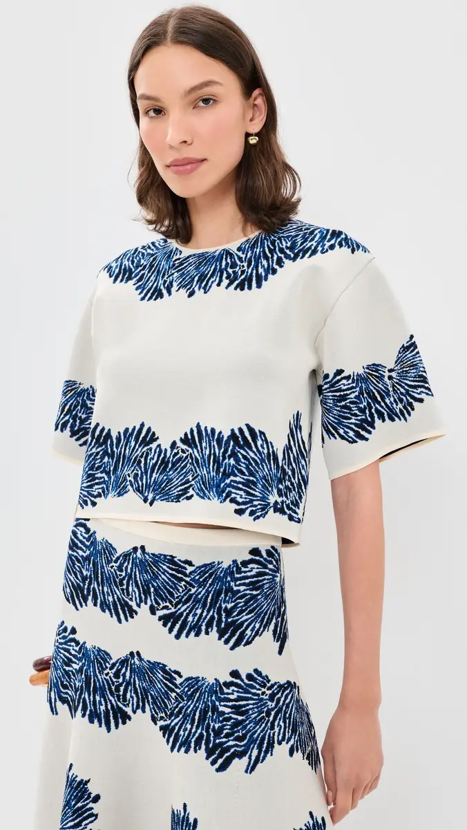 Ulla Johnson Alara Short Sleeve Knit Jacquard Top | Thumbnail 2 Ulla Johnson Alara Short Sleeve Knit Jacquard Top | Thumbnail 2