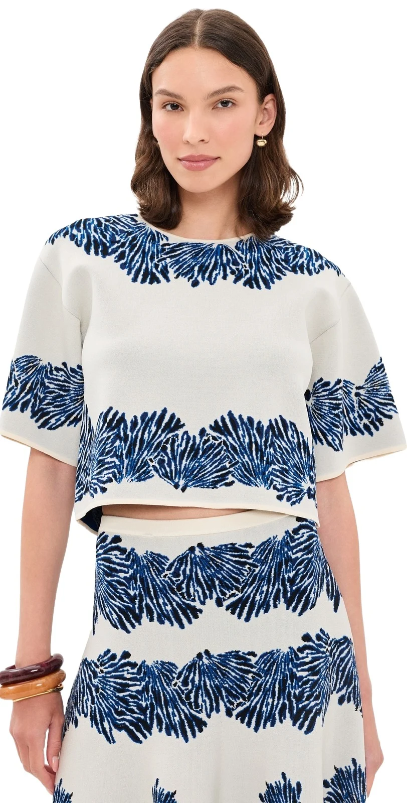 Ulla Johnson Alara Short Sleeve Knit Jacquard Top