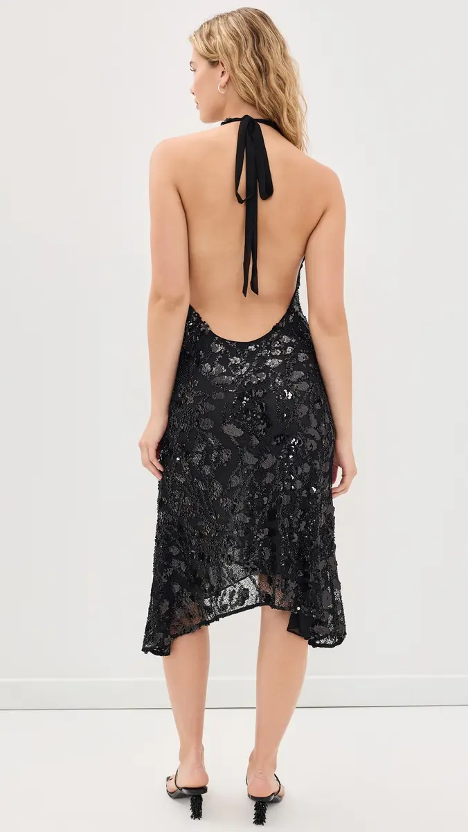 Guizio Gisele Sequin Lace Dress Black | Thumbnail 3